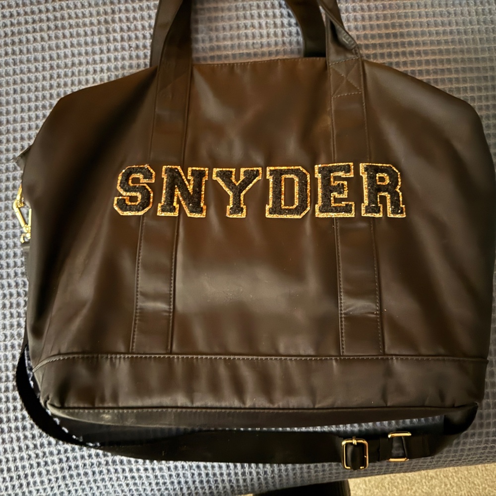 Stoney Clover Lane classic tote in Noir with gold glitter patches. JUST THE TOTE